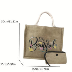 Large Capacity Canvas Satchel Tote Bag With Wristlet