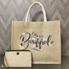Large Capacity Canvas Satchel Tote Bag With Wristlet