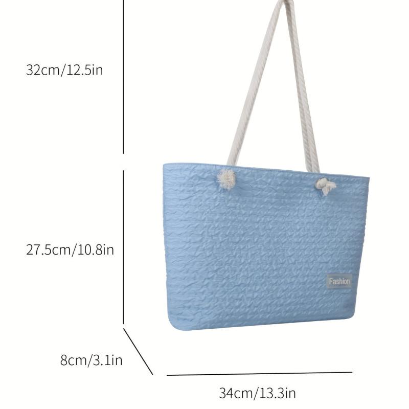 Summer Ruched Pattern Tote Bag All Match Stylish Shoulder Bag