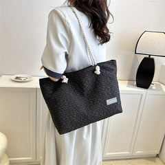 Summer Ruched Pattern Tote Bag All Match Stylish Shoulder Bag