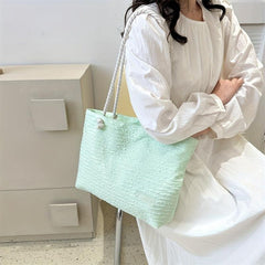 Summer Ruched Pattern Tote Bag All Match Stylish Shoulder Bag