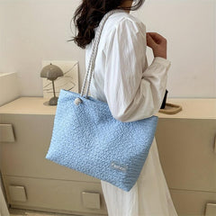 Summer Ruched Pattern Tote Bag All Match Stylish Shoulder Bag