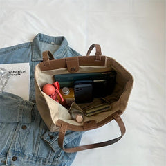 Large Capacity Colorblock Shoulder Bag All Match Storage Bag