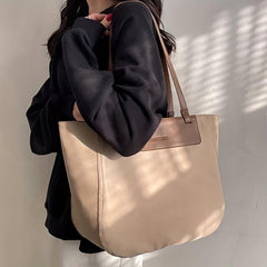 Large Capacity Colorblock Shoulder Bag All Match Storage Bag