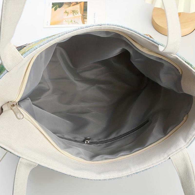 Vintage Butterfly Pattern Tote Bag Double Sided Shoulder Bag