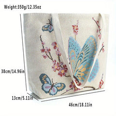 Vintage Butterfly Pattern Tote Bag Double Sided Shoulder Bag
