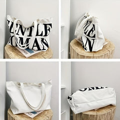 Durable Canvas Tote Bag Large Capacity Handbag Double Handle Shopping Bag