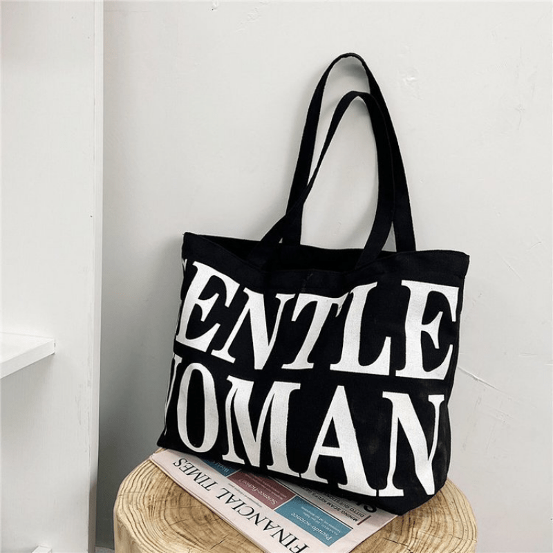 Durable Canvas Tote Bag Large Capacity Handbag Double Handle Shopping Bag