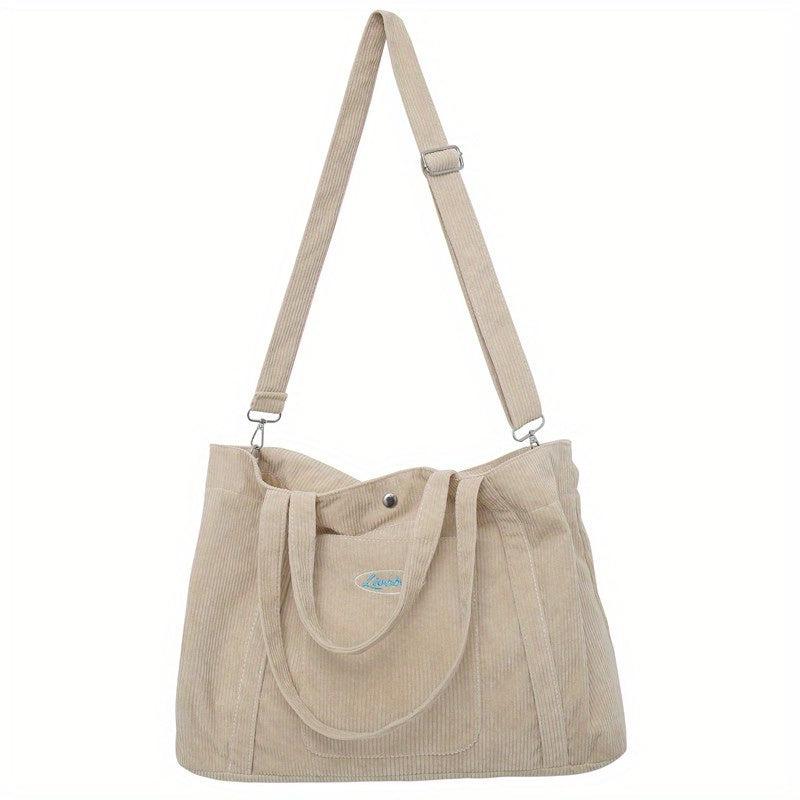 Corduroy Tote Bag Large Capacity All Match School Bag
