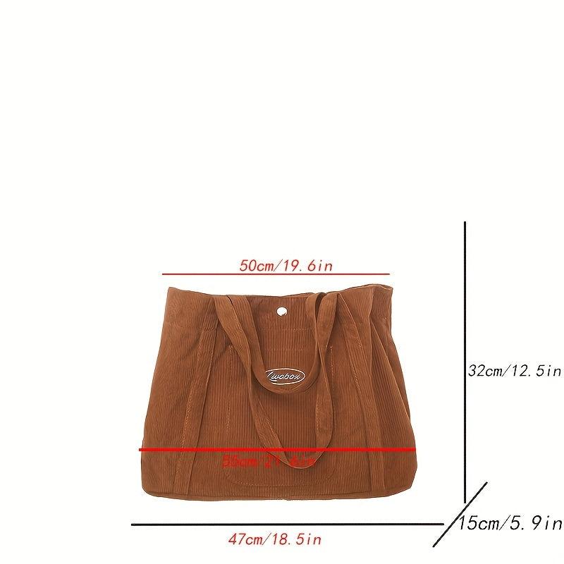 Corduroy Tote Bag Large Capacity All Match School Bag