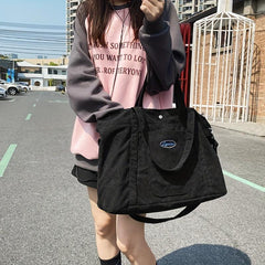 Corduroy Tote Bag Large Capacity All Match School Bag