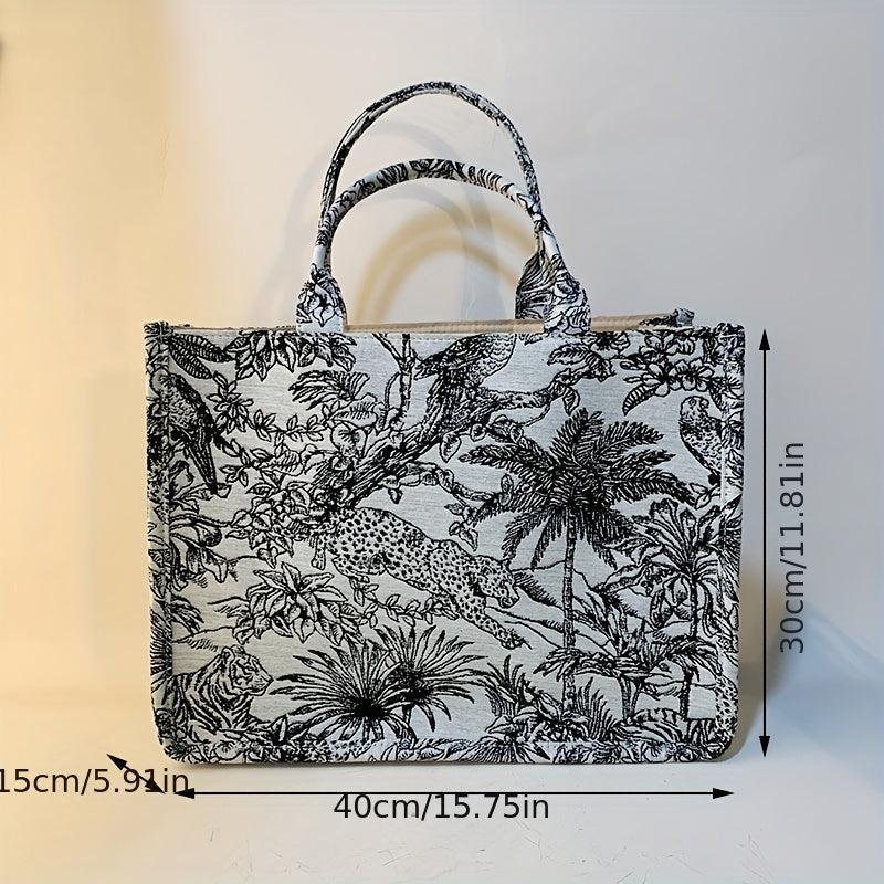 Large Capacity Retro Jacquard Embroidered Canvas Tote Bag