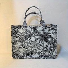 Large Capacity Retro Jacquard Embroidered Canvas Tote Bag