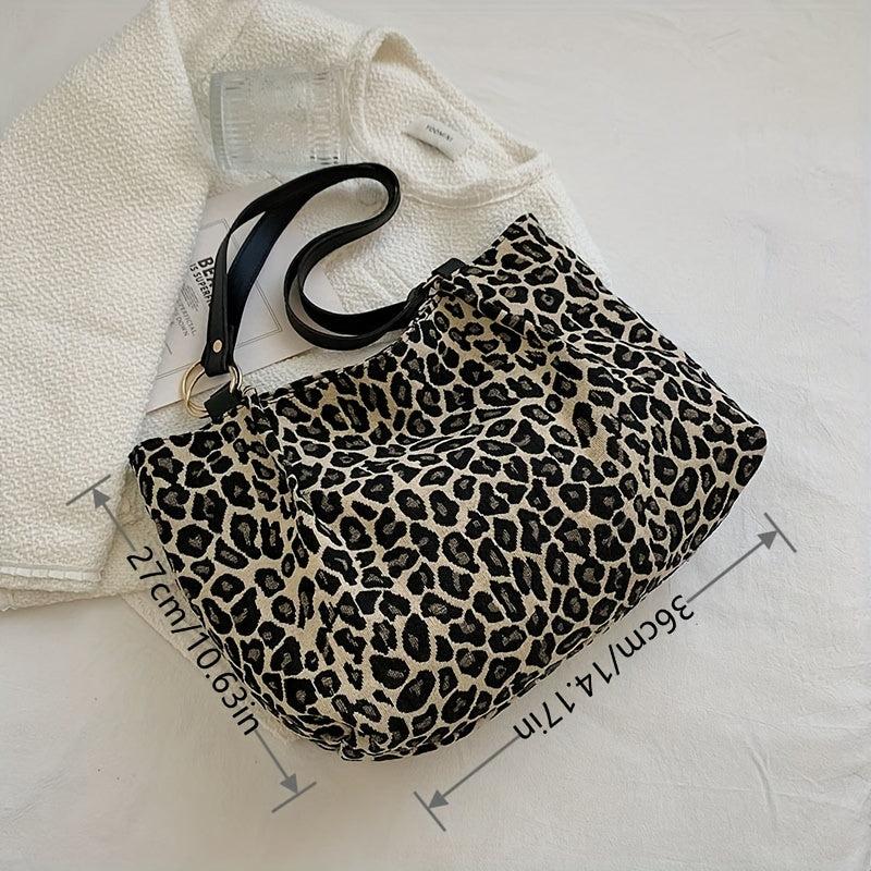Leopard Pattern Tote Bag Large Capacity Shoulder Bag