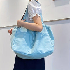 Solid Canvas Shoulder Bag Large Capacity Lightweight Shopper Bag