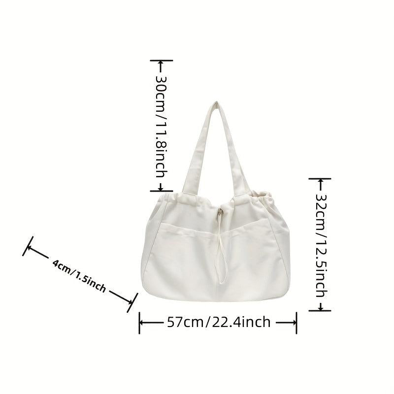 Solid Canvas Shoulder Bag Large Capacity Lightweight Shopper Bag