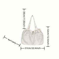 Solid Canvas Shoulder Bag Large Capacity Lightweight Shopper Bag