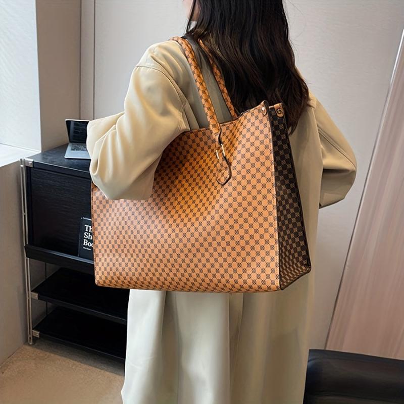 Vintage Large Capacity PU Leather Tote Bag Shoulder Bag