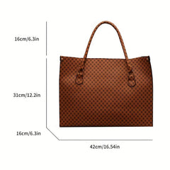 Vintage Large Capacity PU Leather Tote Bag Shoulder Bag