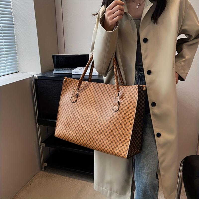 Vintage Large Capacity PU Leather Tote Bag Shoulder Bag