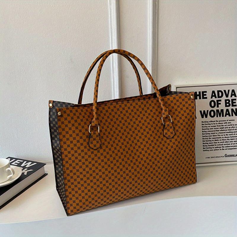 Vintage Large Capacity PU Leather Tote Bag Shoulder Bag