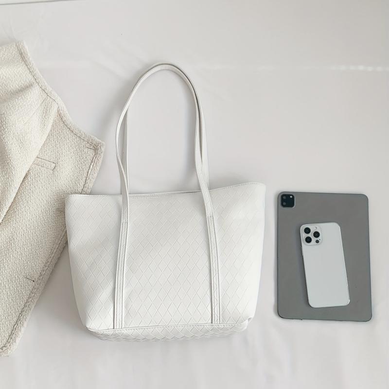 Rhombus Embossed Tote Bag Large Capacity Handbags