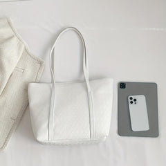Rhombus Embossed Tote Bag Large Capacity Handbags
