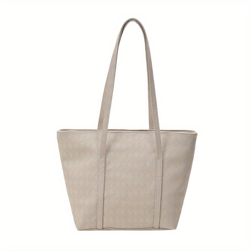 Rhombus Embossed Tote Bag Large Capacity Handbags