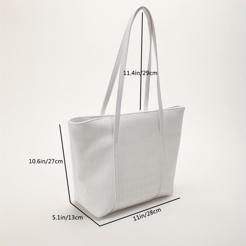 Rhombus Embossed Tote Bag Large Capacity Handbags