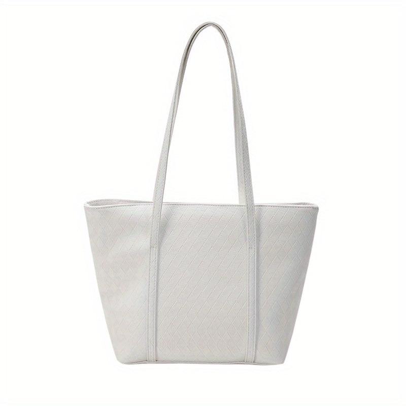Rhombus Embossed Tote Bag Large Capacity Handbags