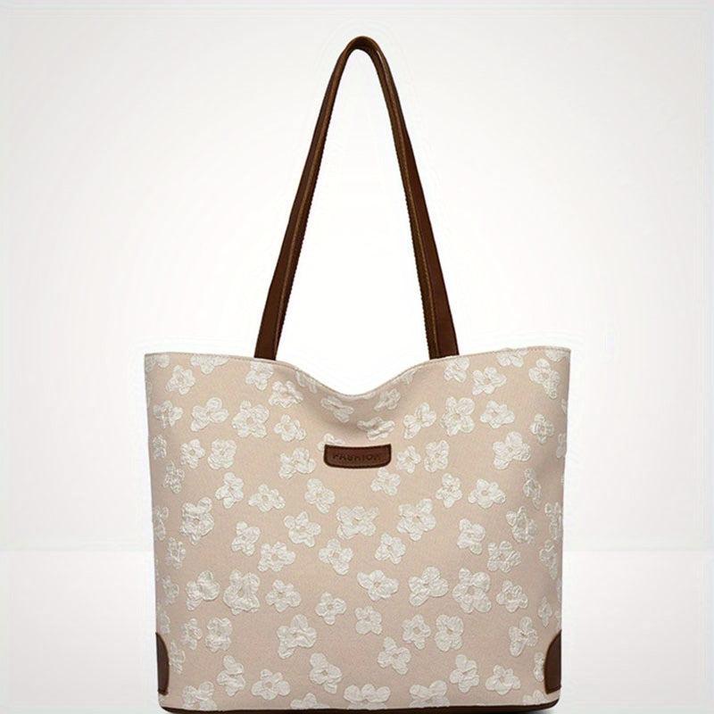 Floral Pattern Canvas Tote Bag Large Capacity Shoulder Bag
