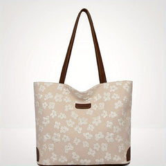 Floral Pattern Canvas Tote Bag Large Capacity Shoulder Bag