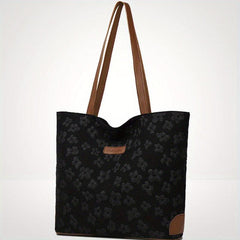 Floral Pattern Canvas Tote Bag Large Capacity Shoulder Bag