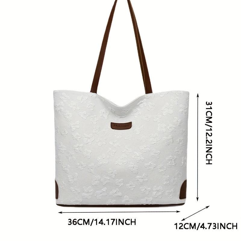 Floral Pattern Canvas Tote Bag Large Capacity Shoulder Bag