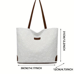 Floral Pattern Canvas Tote Bag Large Capacity Shoulder Bag