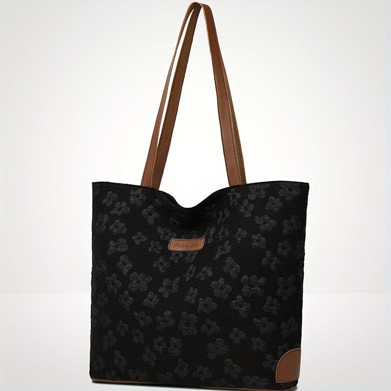 Floral Pattern Canvas Tote Bag Large Capacity Shoulder Bag