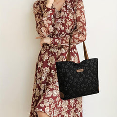 Floral Pattern Canvas Tote Bag Large Capacity Shoulder Bag