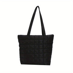 Plaid Embroidery Tote Bag Padded Shoulder Bag Women's Shopping Bag