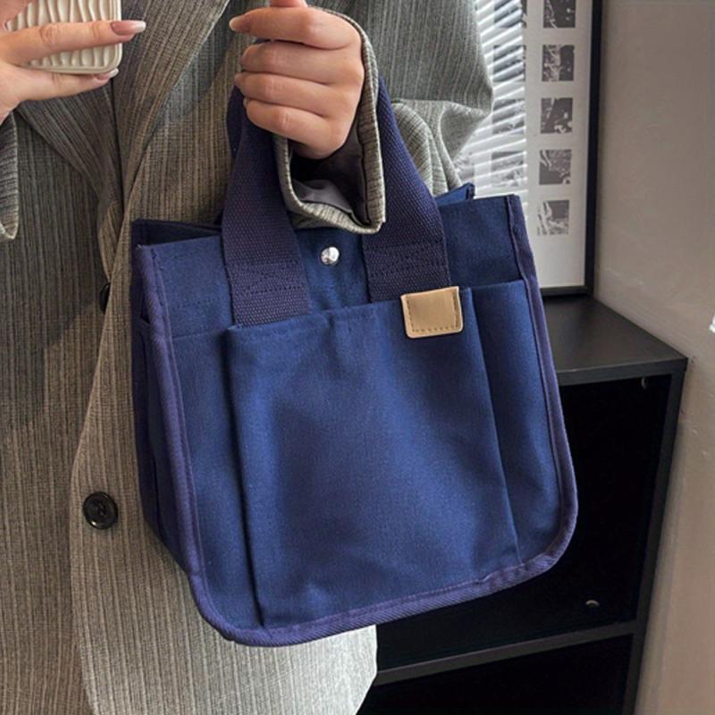 Vintage Canvas Tote Bag Small Handbag Women's Casual Purse