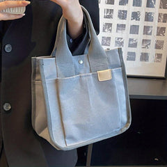 Vintage Canvas Tote Bag Small Handbag Women's Casual Purse