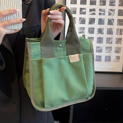 Vintage Canvas Tote Bag Small Handbag Women's Casual Purse