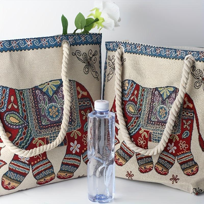 Vintage Elephant Pattern Bag Women's Classic Ethnic Tote Bag
