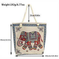 Vintage Elephant Pattern Bag Women's Classic Ethnic Tote Bag
