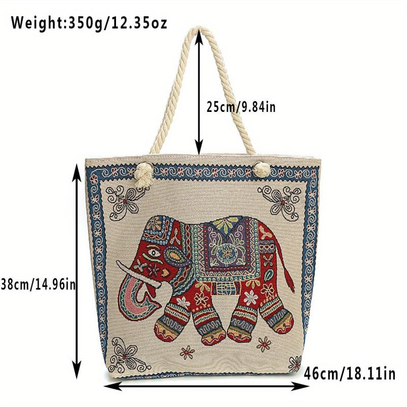 Vintage Elephant Pattern Bag Women's Classic Ethnic Tote Bag