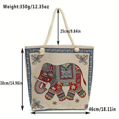 Vintage Elephant Pattern Bag Women's Classic Ethnic Tote Bag