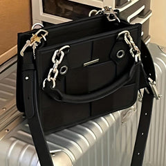 Plaid Underarm Bag PU Leather Textured Bag Purse Baguette
