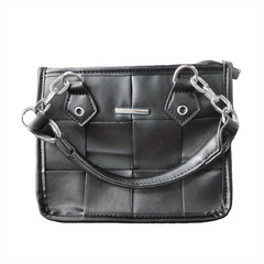 Plaid Underarm Bag PU Leather Textured Bag Purse Baguette