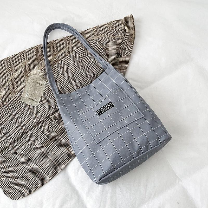 Vintage Plaid Tote Bag Large Capacity Bag