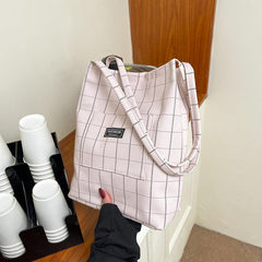 Vintage Plaid Tote Bag Large Capacity Bag