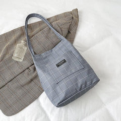 Vintage Plaid Tote Bag Large Capacity Bag